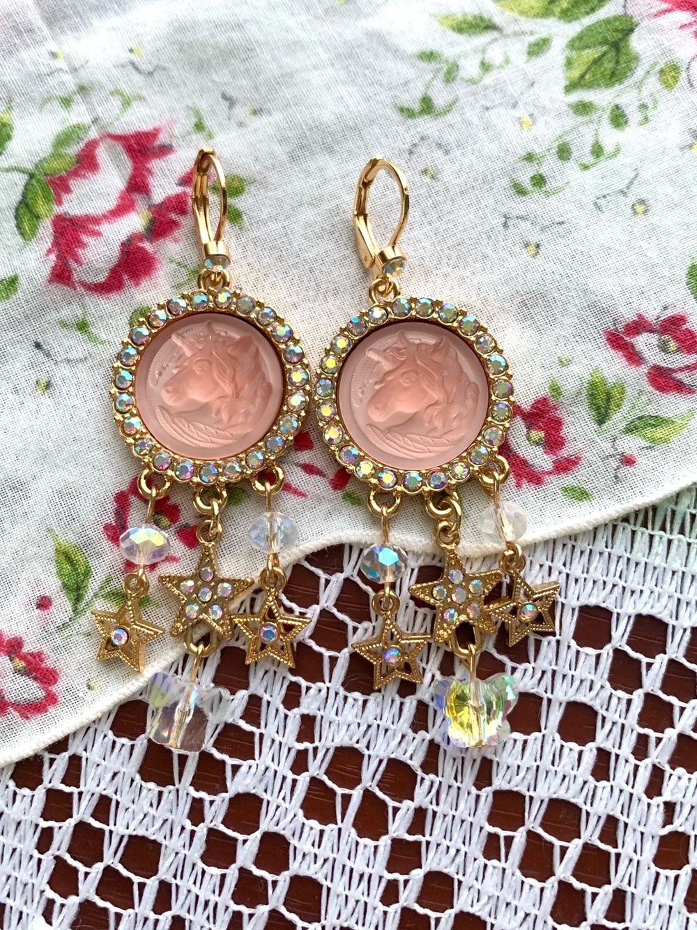 Kirk’s Folly Dangling Pink Unicorn Vintage/Retro Style Earrings